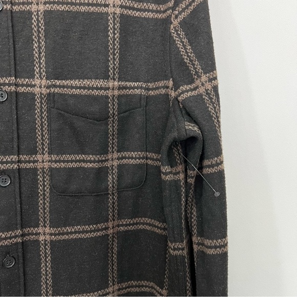 Express Plaid Size Medium Men's Brown/Tan Flannel Long Sleeve Button-Up - Picture 2 of 8